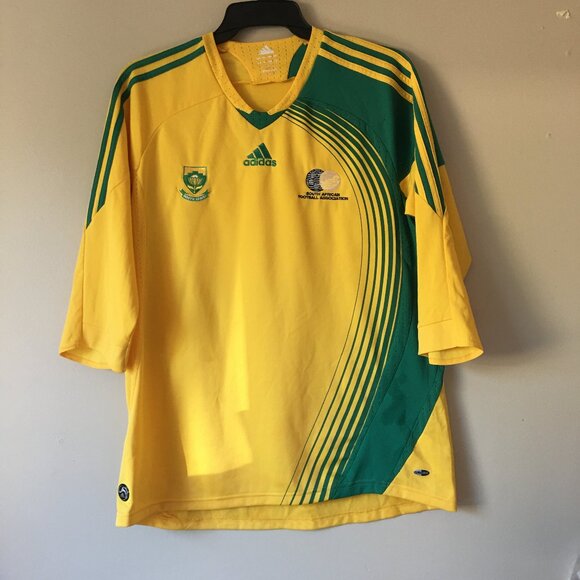 South Africa SAFA 07/08 Jersey Shirt L Yellow Football Soccer Adidas 623727 - Picture 1 of 13